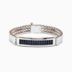 Mens|Effy Jewelry Men's Sterling Silver and Rose Gold Black Sapphire Bracelet, 4.20 TCW