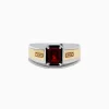 Mens|Effy Jewelry Men's Sterling Silver and 18K Gold Garnet and Diamond Ring