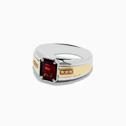 Mens|Effy Jewelry Men's Sterling Silver and 18K Gold Garnet and Diamond Ring