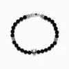 Mens|BH Multi Men's Sterling Silver Beaded Onyx Bracelet, 41.80 TCW