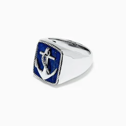Mens|Effy Jewelry Men's Sterling Silver Lapis Lazuli Anchor Ring, 5.90 TCW