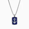 Mens|Effy Jewelry Men's Sterling Silver Lapis Lazuli Anchor Dog Tag Pendant, 18.85 TCW