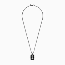 Mens|Effy Jewelry Men's Sterling Silver Onyx Anchor Dog Tag Pendant, 18.85 TCW