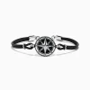 Mens|Effy Jewelry Men's Sterling Silver Onyx Compass Leather Bracelet, 4.00 TCW