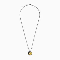 Mens|Effy Jewelry Men's Sterling Silver Sapphire and Yellow Gold Plated Lion Pendant