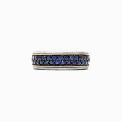 Mens|Effy Jewelry Men's Sterling Silver u0026 18K Yellow Gold Blue Sapphire Ring, 1.45 TCW