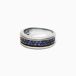 Mens|Effy Jewelry Men's Sterling Silver u0026 18K Yellow Gold Blue Sapphire Ring, 1.45 TCW