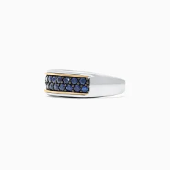 Mens|Effy Jewelry Men's Sterling Silver u0026 18K Yellow Gold Blue Sapphire Ring, 1.45 TCW