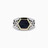 Mens|Effy Jewelry Men's Sterling Silver u0026 18K Yellow Gold Black Sapphire Ring, 0.85 TCW