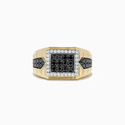 Mens|BH Multi Men's Two Tone Gold Black and White Diamond Ring, 1.00 TCW