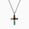 Necklaces & Pendants|Effy Jewelry Mosaic 925 Sterling Silver Multi Stone Cross Pendant