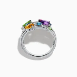 Rings|Effy Jewelry Mosaic 925 Sterling Silver Multi Gemstone and Diamond Ring
