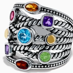 Rings|Effy Jewelry Mosaic 925 Sterling Silver u0026 18K Yellow Gold Multi Color Gemstone Ring