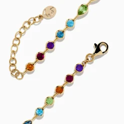 Bracelets|Effy Jewelry Mosaic 14K Yellow Gold Bezel Set Multi Gemstone Adjustable Tennis Bracelet 7.0 TCW