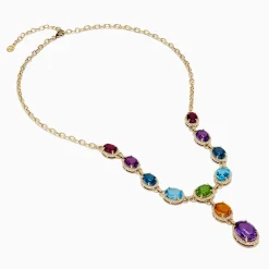 Necklaces & Pendants|Effy Jewelry Mosaic 14K Yellow Gold Diamond and Multi Color Gemstone Statement Necklace