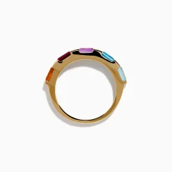 Rings|Effy Jewelry Mosaic 14K Yellow Gold Multi Color Gemstone and Diamond Ring