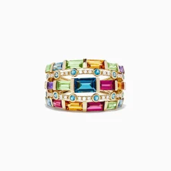 Rings|BH Multi Mosaic 14K Yellow Gold Multi Gemstone and Diamond Ring, 3.90 TCW
