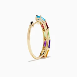 Earrings|Effy Jewelry Mosaic 14K Yellow Gold Multi Color Gemstone Hoop Earrings