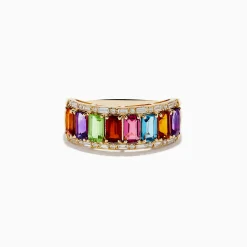 Rings|Effy Jewelry Mosaic 14K Yellow Gold Multi Gemstone and Diamond Ring