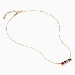 Necklaces & Pendants|Effy Jewelry Mosaic 14K Yellow Gold Multi Color Gemstone and Diamond Collar Bone Bar Necklace