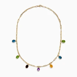 Necklaces & Pendants|Effy Jewelry Mosaic 14K Yellow Gold Multi Gemstone Charm Necklace