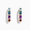 Earrings|Effy Jewelry Mosaic 14K Yellow Gold Multi Color Gemstone and Diamond Earrings