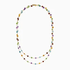 Necklaces & Pendants|Effy Jewelry Mosaic 14K Yellow Gold Multi Color Gemstone and Diamond Necklace