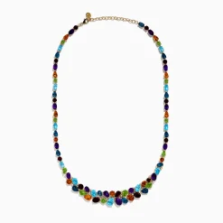 Necklaces & Pendants|Effy Jewelry Mosaic 14K Yellow Gold Multi Color Gemstone and Diamond Necklace