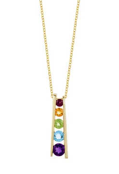 Necklaces & Pendants|Effy Jewelry Mosaic 14K Yellow Gold Multi Gemstone Pendant, 1.40 TCW