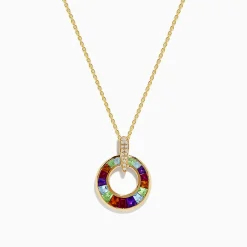 Necklaces & Pendants|Effy Jewelry Mosaic 14K Yellow Gold Multi Gemstone and Diamond Pendant