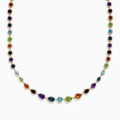 Necklaces & Pendants|Effy Jewelry Mosaic 14K Yellow Gold Multi Gemstone Necklace