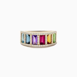 Rings|Effy Jewelry Mosaic 14K Yellow Gold Multi Gemstone and Diamond Ring