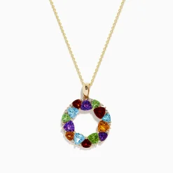Necklaces & Pendants|Effy Jewelry Mosaic 14K Yellow Gold Multi Stone and Diamond Pendant