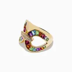 Rings|Effy Jewelry Mosaic 14K Yellow Gold Semi Precious and Diamond Ring