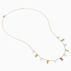 Necklaces & Pendants|Effy Jewelry Mosaic 14K Yellow Multi Color Gemstone Freshwater Pearl and Diamond Necklace