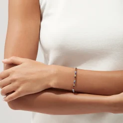 Bracelets|BH Multi Mosaic Sterling Silver Multi Gemstone Tennis Bracelet, 9.10 TCW