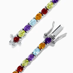 Bracelets|BH Multi Mosaic Sterling Silver Multi Gemstone Tennis Bracelet, 9.10 TCW