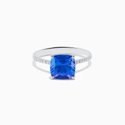 Rings|Effy Jewelry Nahla 14K White Gold Cusion Tanzanite and Diamond Ring