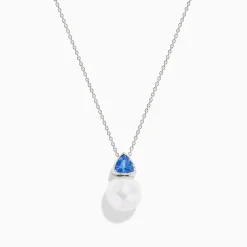 Necklaces & Pendants|Effy Jewelry Nahla 14K White Gold Fresh Water Pearl and Tanzanite Pendant