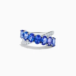 Rings|Effy Jewelry Nahla 14K White Gold Tanzanite and Diamond Criss Cross Ring