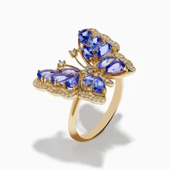 Rings|Effy Jewelry Nahla 14K Yellow Gold Tanzanite and Diamond Butterfly Ring