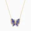 Necklaces & Pendants|Effy Jewelry Nahla 14K Yellow Gold Tanzanite and Diamond Butterfly Necklace