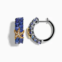 Earrings|Effy Jewelry Nahla Siri 925 Silver u0026 18KY Tanzanite and Diamond Starfish Earrings
