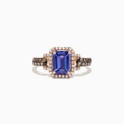Rings|Effy Jewelry Nahla Siri 14K Rose Gold Emerald Cut Tanzanite and Diamond Ring, 1.72 TCW