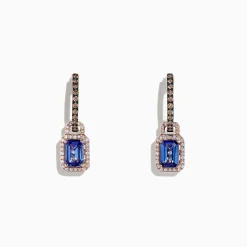 Earrings|Effy Jewelry Nahla Siri 14K Rose Gold Tanzanite and Diamond Earrings, 2.22 TCW