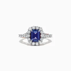 Rings|Effy Jewelry Nahla Siri 14K Two Tone Gold Emerald Cut Tanzanite and Diamond Ring, 2.32 TCW