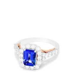 Rings|Effy Jewelry Nahla Siri 14K Two Tone Gold Emerald Cut Tanzanite and Diamond Ring, 2.32 TCW