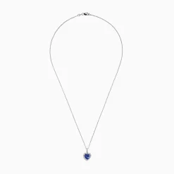 Necklaces & Pendants|Effy Jewelry Nahla Siri 14K White Gold Tanzanite and Diamond Heart Pendant, 2.32 TCW