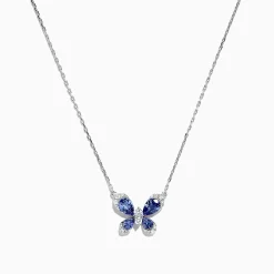 Necklaces & Pendants|Effy Jewelry Nahla Siri 14K White Gold Tanzanite and Diamond Butterfly Necklace, 1.24 TCW