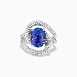 Rings|Effy Jewelry Nahla Siri 14K White Gold Tanzanite and Diamond Double Loop Ring, 4.31 TCW